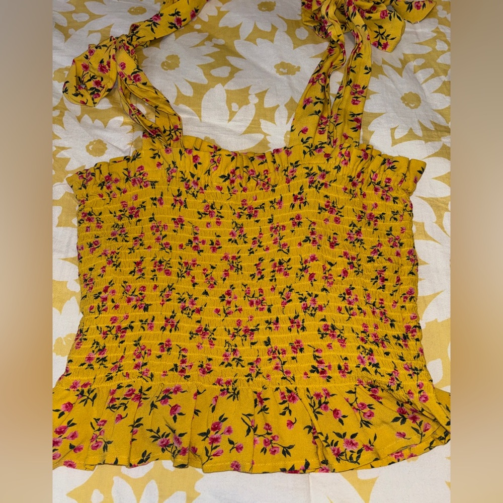 American Eagle Outfitters Yellow & Pink Floral Tank